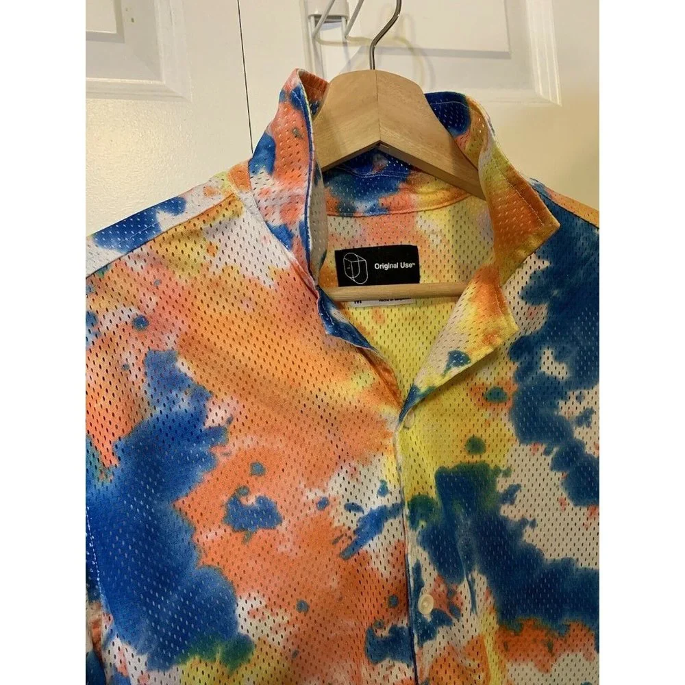 Original Use Men’s Sz M Tie Dye Button Fit Short Sleeve Shirt - Picture 7 of 8